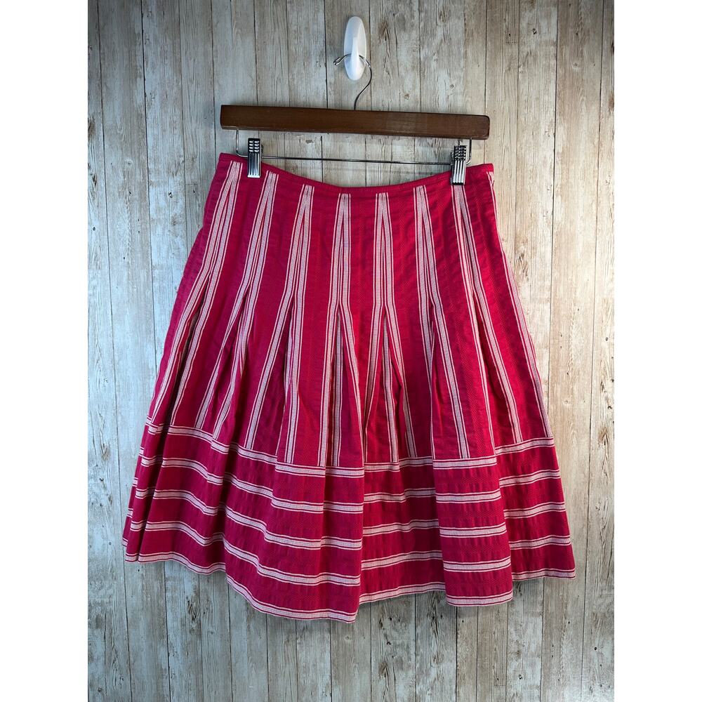 Talbots Skirt Womens 4P Hot Pink White Embroidery A‎ Line Side Zip Casual Career